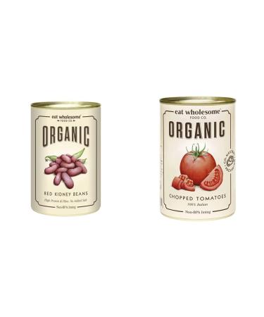 Eat Wholesome Organic Red Kidney Beans 400g (Pack of 12) & Eat Wholesome Organic Chopped Tomatoes 400g (Pack of 12)