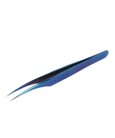 Eyelashes tweezers small exact clamping ergonomic stainless steel professional nail art tweezers for at home for eyelash artists (slightly curved tweezers)