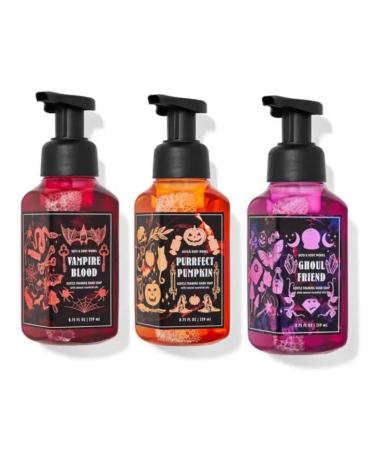 Bath and Body Works Halloween Gentle Foaming Hand Soap Trio - Ghoul Friend Vampire Blood Purrfect Pumpkin 8.75 Fl Oz (Pack of 3)