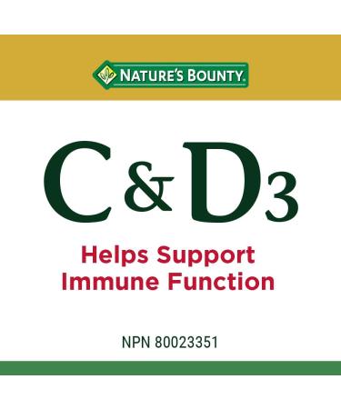 Nature's Bounty Vitamin C and D3 Pills Supplement An Antioxidant for the Maintenance of Good Health 100 Softgels - Buy Online on SooperMarket.com