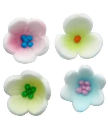 Culpitt 60 Assorted Flower Sugar Shapes Hardened Sugar And Royal Icing Cake Decorations Handmade Ready to Use Cupcake Toppers For Wedding Christening Birthday - Bulk Pack of 60