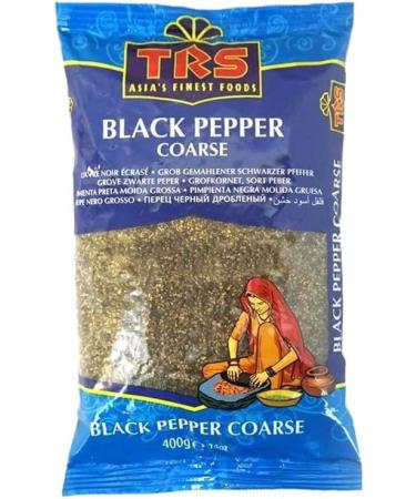 TRS Black Pepper Coarse | 400G |Crushed | Cracked Black Peppercorns | Spice Seasoning Dressing Coarse |Ground Black Pepper |Indian Origin