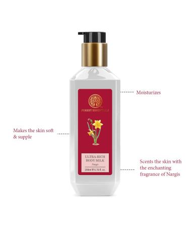 Buy Forest Essentials Nargis Ultra Rich Body Lotion 200ml - Luxurious Hydration for All Skin Types | International Shipping Available - Buy Online on SooperMarket.com