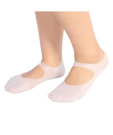 Silicone socks gel moisturizing socks foot anti-crack protection foot care tool prevention relieve plantar fasciitis heel bone spur softened dead skin (m-white) m white