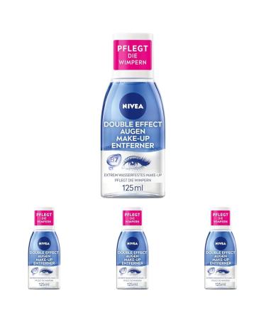 Nivea eye make-up remover make-up remover for the sensitive eye area facial cleaner removes extremely waterproof make-up double effect eye make-up remover (125 ml) (pack with 4) 125 g (4 Pack)