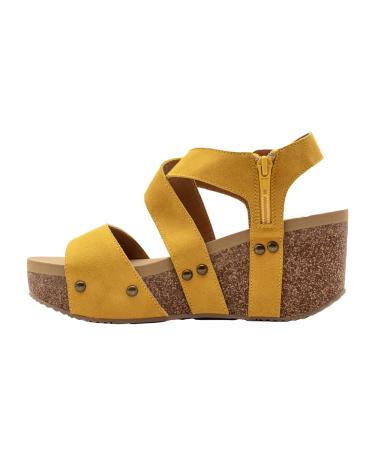 VOLATILE Women's Sunkissed Wedge Sandal 7 UK Mustard