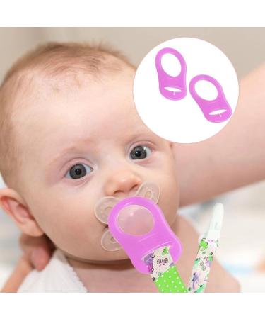 2 Pcs Silicone Dummy Clip Adapter Set for Button-Style Pacifiers - Purple - Buy Online on SooperMarket.com