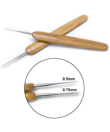 Luwigs Dreadlocks Crochet Hooks Set - Bamboo Handle Locs Crochet Needle Steel Hook for Hair Braids - 0.5mm & 0.75mm (2pcs) - Buy Online on SooperMarket.com