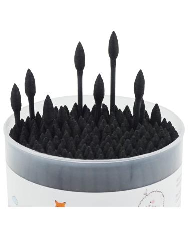 HOMEFOX Black Cotton Swabs - 200 Count, Organic Charcoal Tip, Double Sided, Gentle & Cruelty-Free - Buy Online on SooperMarket.com