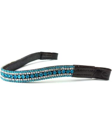 Equipride Turquoise Black Leather Cob Horse Browband with Rhinestones - Stylish Bow Shape | Shop Internationally - Buy Online on SooperMarket.com