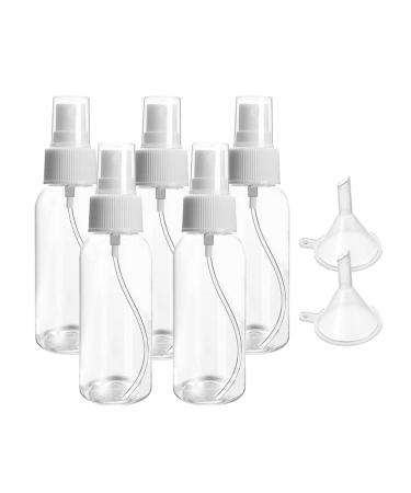 Symbah Small Spray Bottle 50 ML (5PCS) with Funnels Fine Mist Clear Plastic atomiser refillable Empty Spray Bottles for traveling cosmetic perfume cleaning liquid essential oil