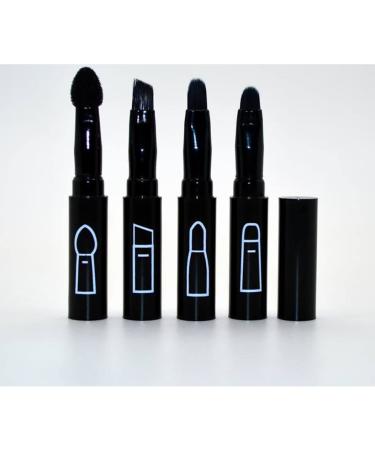 4 in 1 Premium Detachable Makeup Brush Kit - Lip Eyeshadow & Eyebrow Brushes - Portable Travel-friendly Cosmetics (Black - Buy Online on SooperMarket.com