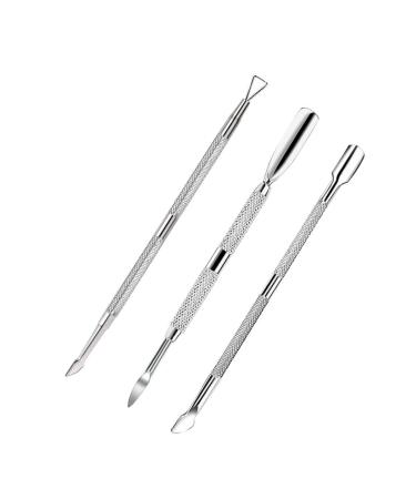 JUNHCZOY Cuticle Peeler Scraper Remove Gel Nail Polish and Cuticle Pusher and Spoon Nail Cleaner, Durable Pedicure Manicure Tools for Fingernails Toenails silver