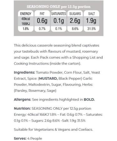 Pureety GLUTEN FREE Sausage Casserole Recipe Seasoning x 4 packs - Buy Online on SooperMarket.com