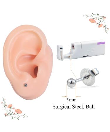 Firstomato 2PCS Disposable Ear Piercing Kit with Hypoallergenic Earrings - 3.0mm Ball Silver - Buy Online on SooperMarket.com
