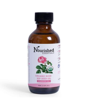 Nourished Essentials USDA Organic Rosehip Seed Oil -60ml 100% Pure Organic Rosehip Seed Oil for Skin Care Hair and Nails - Hydrating Carrier Oil for Essential Oils. 2 fl.oz/60ml
