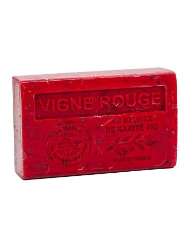Savon de Marseille - French Soap made with Organic Shea Butter - Red Wine Fragrance - Suitable for All Skin Types - 125 Gram Bar