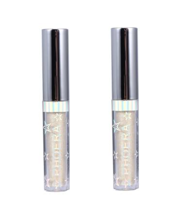 FOYTOKI 2pcs Glow Eye Powder Sparkling Eyeliner Glitter Liquid Eyeliners Shining Eyeshadow Eye Shadow Golden