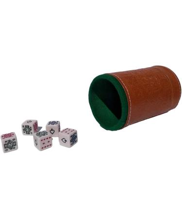 Cup Poker Dice Game Set with Leather Lined Cup - Premium Quality (cubilete)Honey - Buy Online on SooperMarket.com