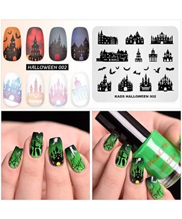Halloween Nail Stamping Plate - Castle, Bat, Haunted House Patterns | Alexnailart HA002 - Buy Online on SooperMarket.com