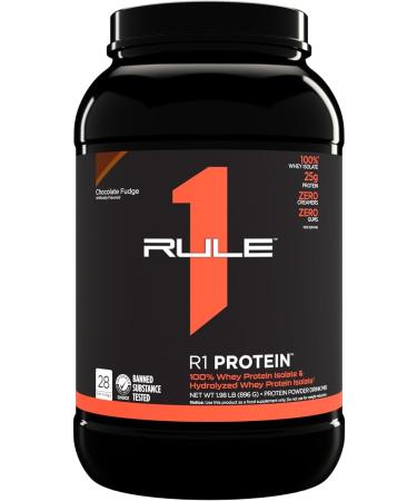 Rule 1 Protein | Super-Pure 100% Whey Isolate & Fast-Acting Whey Hydrolysate | 25 Grams Protein 4 Grams Glutamine & 6 Grams BCAAs Per Serving (2LB Chocolate Fudge) Chocolate Fudge 2LB