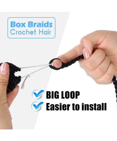 BOHOBABE 14 Big Loop Box Braids Crochet Hair - 8 Packs Prelooped Medium Short 3X Knotless Crochet Box Braiding Hair - Three Tones Natural Black Goddess Braid (1B) - Pack of 8 - Buy Online on SooperMarket.com