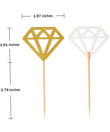 50 Pack Gold Glitter Diamond Ring Donut Topper Cupcake Picks for Bridal Broot Engagement Party Decorations Vacation Needs - Buy Online on SooperMarket.com