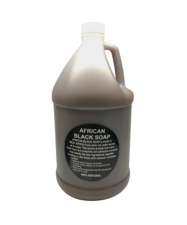 Liquid African Black Soap 1 Gallon - 100% Pure Natural Organic From Ghana | Body Wash Face Cleanser Hair Shampoo & Hand Soap Bulk Unscented 128 Fl Oz (Pack of 1)