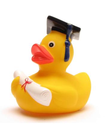 Funny academics bathing duck with a diploma - squeaky duck with a doctoral hat - gift at exams closing ceremony university university university
