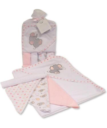 Baby Hooded Towel Set with Flannel Face Cloths - 5 Piece Bath Time Bundle (Pink) - Buy Online on SooperMarket.com