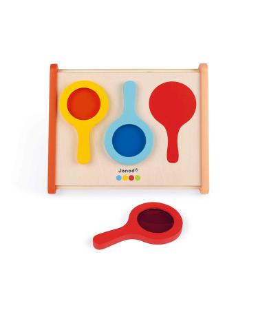 Janod - Essentiel - The mirrors - Wooden educational game for babies and toddlers - Water-based paint - From 18 months J05069