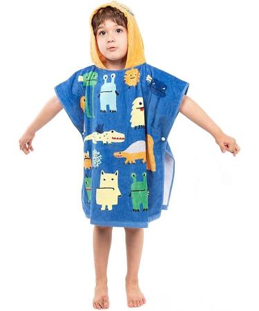 100% Cotton Hooded Bath Towel Poncho for Kids | Soft Warm Beach & Bath Towel with Big Monster Motif - Buy Online on SooperMarket.com