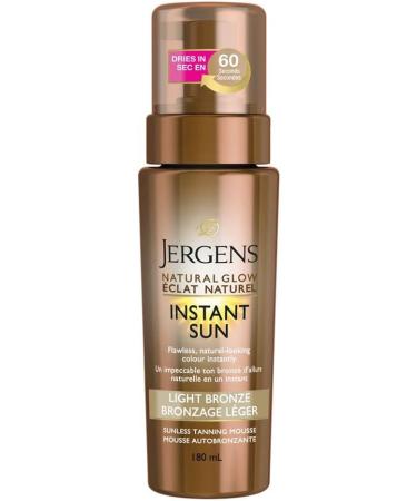 Jergens Natural Glow Instant Sun Sunless Tanning Mousse Light Bronze Self Tanner for Flawless Natural Looking Colour (2 Pack) Light Bronze Duo Pack - Buy Online on SooperMarket.com