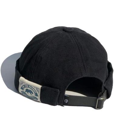Clakllie Retro Brimless Docker Cap | Vintage Cotton Beanie Watch Cap in Black - Buy Online on SooperMarket.com