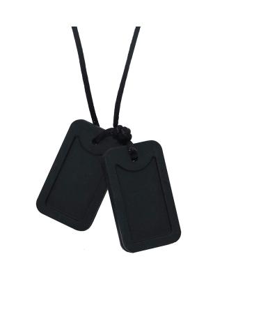 Sensory Chew Necklace for Kids or Adults  Silicone Dog Tag Pendant Chewy for Autism ADHD SPD PICA and Oral Motor Chewing Needs  Fidget Chewable Necklaces (Black)