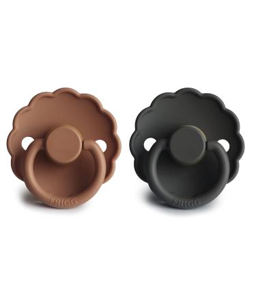 FRIGG Daisy Natural Rubber Baby Pacifier 2-Pack | BPA-Free | Made in Denmark | Graphite/Peach Bronze 0-6 Months - Buy Online on SooperMarket.com