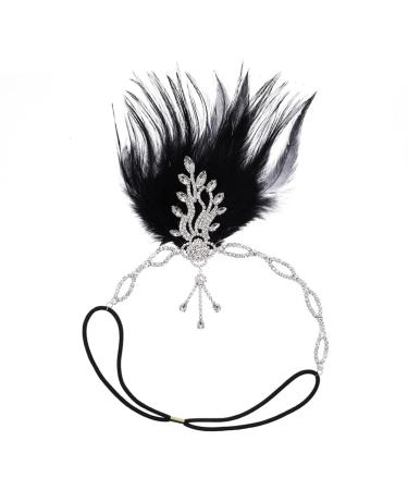 Silver FRCOLOR Flapper Headband 1920's Great Gatsby Vintage Feather Rhinestone Headpiece - Buy Online on SooperMarket.com