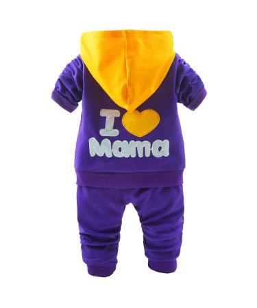 Yao Baby Girls 3 Piece Sets T Shirt Vest and Pants 2-3 Years Purple