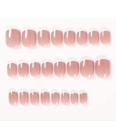 French Tip Press on Nails Medium Nude - 24Pcs Acrylic False Nails for Women and Girls - Buy Online on SooperMarket.com