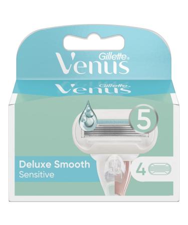 Gillette Venus Deluxe Smooth sensitive razor blades women 4 replacement blades for women's razors with 5-fold blade 4 pieces (1 Pack)