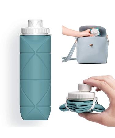SPECIAL MADE Collapsible Water Bottles Leakproof Valve Reusable BPA Free Silicone Foldable Travel Water Bottle for Gym Camping Hiking Travel Sports Lightweight Durable 20oz Dark Green