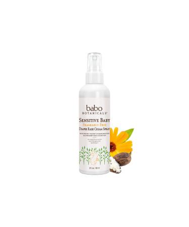 Babo Botanicals Sensitive Baby Fragrance-Free Diaper Rash Cream Spray - with Non-Nano Zinc Oxide, Organic Shea Butter, Olive Oil & Aloe Vera - EWG Verified & Hypoallergenic - 3 fl. oz., White