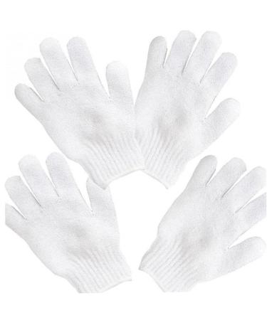 TOSSPER 2 Pairs Exfoliating Massage Gloves Peeling Spa Body Scrubber Smooth And Soft Shower Cleaner White