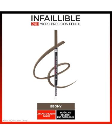 L'Or al Paris Brow Artist Skinny Definer 109 Ebony - Extra Fine Eyebrow Pencil with Brush for Precise Filling & Defining Brows - 1 Piece - Buy Online on SooperMarket.com