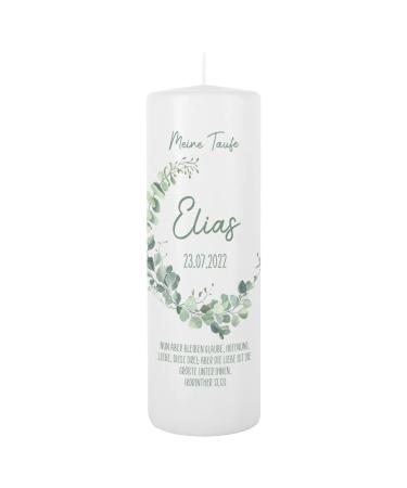 Striefchen baptism candle 25 cm high various motifs personalized with your desired data Eucalyptus branch