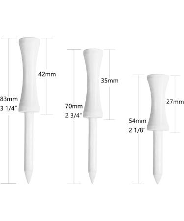 Zivisk Bamboo Golf Tees 100 Count - 2-1/8, 2-3/4, 3-1/4 Inch (White Natural Color) - Buy Online on SooperMarket.com