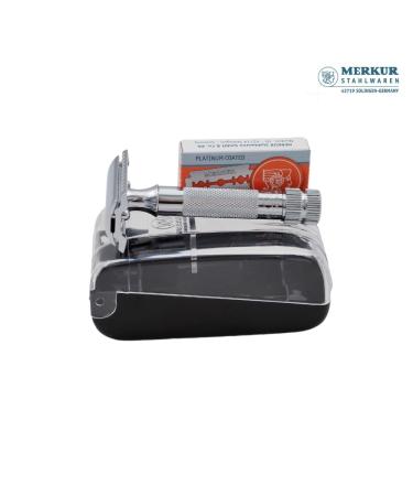 Buy MERKUR 34C Short Handle Classic Safety Razor Set Heavy Duty with 10 Blades for Ultimate Shaving Experience - International Shipping Available - Buy Online on SooperMarket.com