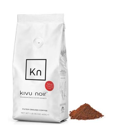 Kivu Noir Specialty Luxurious Single Estate Fair Trade Red Bourbon Arabica Coffee - Ground Coffee Espresso Roast - 453 Grams Ground Coffee Espresso Roast 453 g (Pack of 1)
