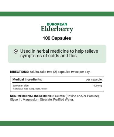 Nature's Bounty Elderberry 400 Mg Help relieve symptoms of colds and flus 100 Capsules - Buy Online on SooperMarket.com