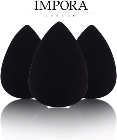 Impora London Beauty Makeup Blender Trio Set - Original Teardrop/Egg Shape, Vegan & Latex Free - For Liquid, Concealer, and Cream Makeup - 3 Black Sponges - Buy Online on SooperMarket.com